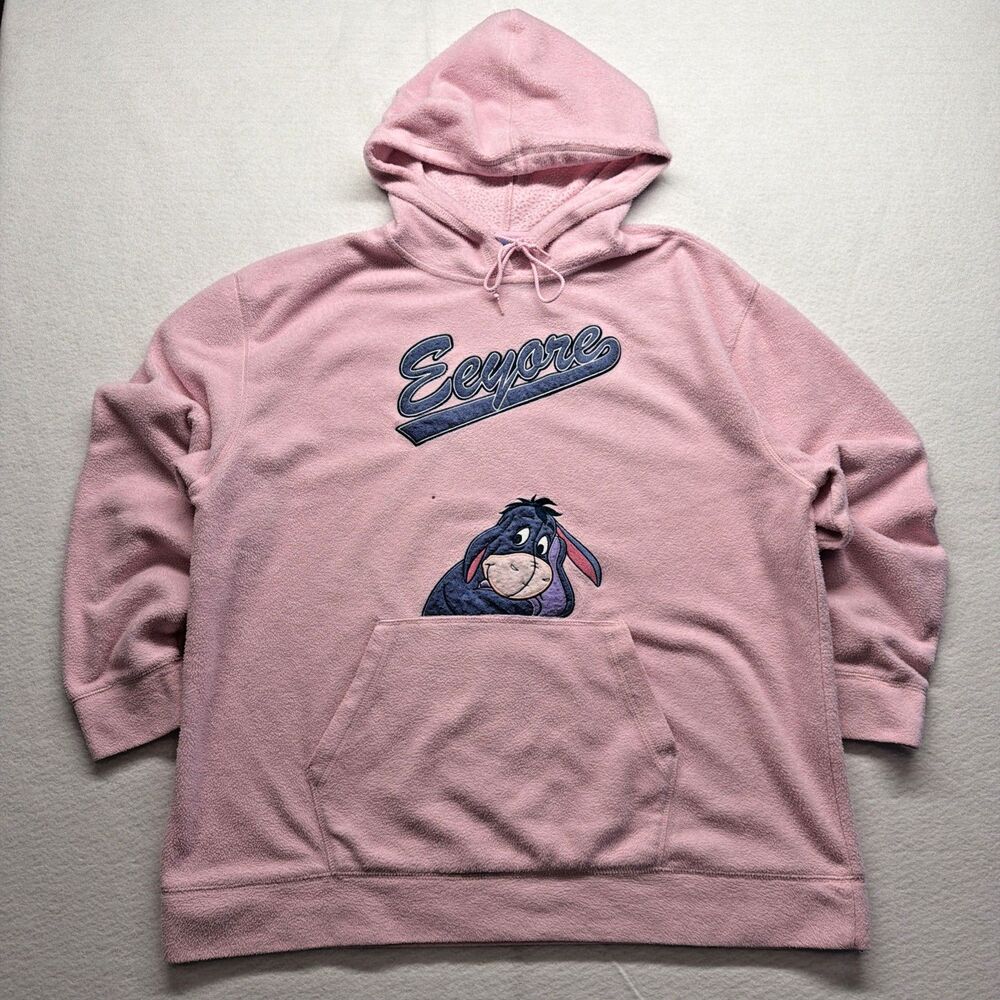 Vintage Y2K Disney Eeyore Embroidered Pink Hoodie Women’s 2XL